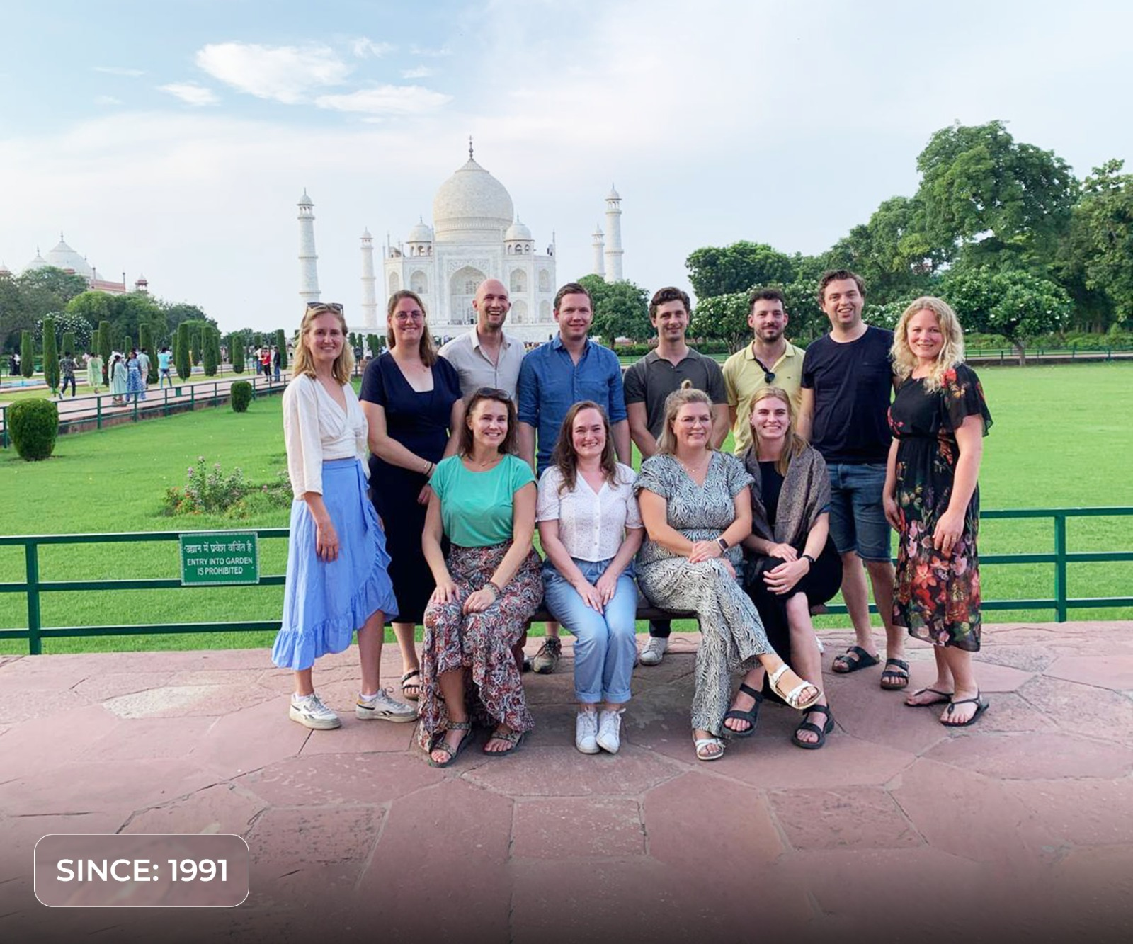 Travel group exploring together